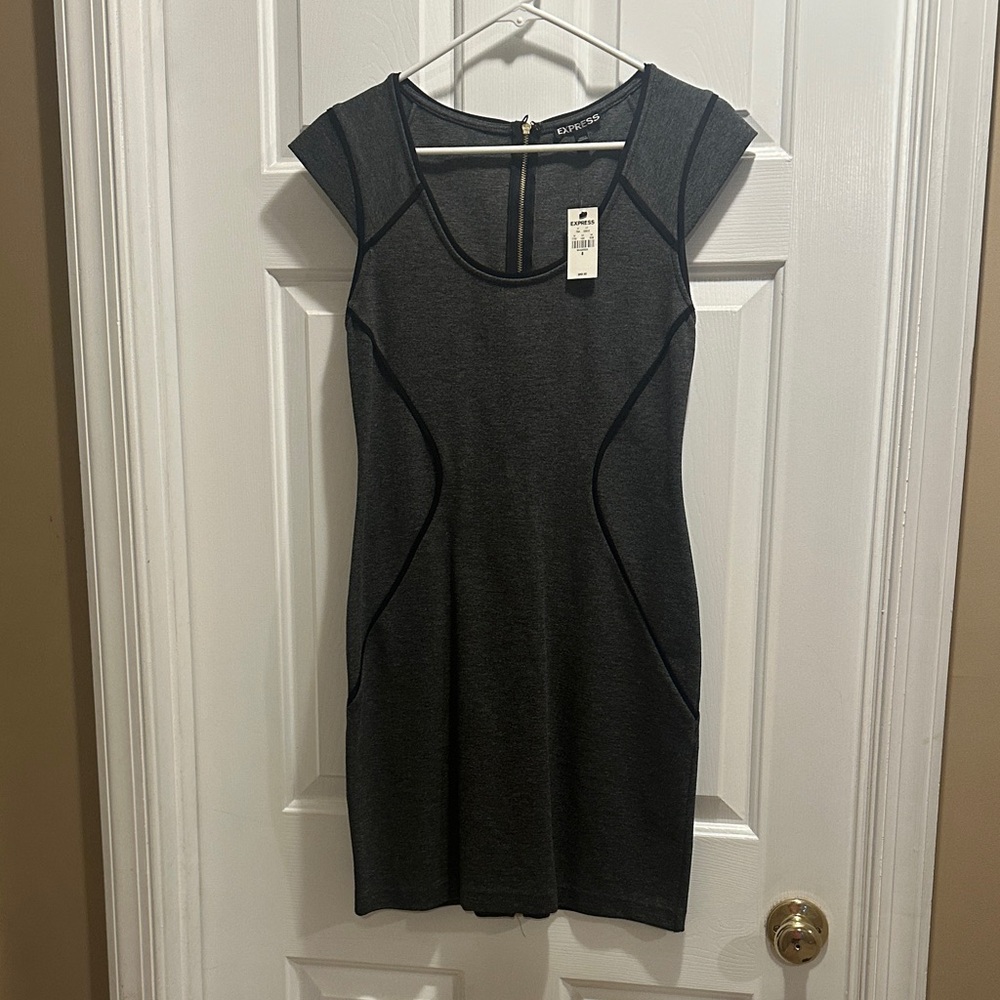 Express Gray Cap Sleeve Bodycon Dress